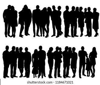 Silhouette Crowd People Standing Stock Vector (Royalty Free) 1696343740 ...