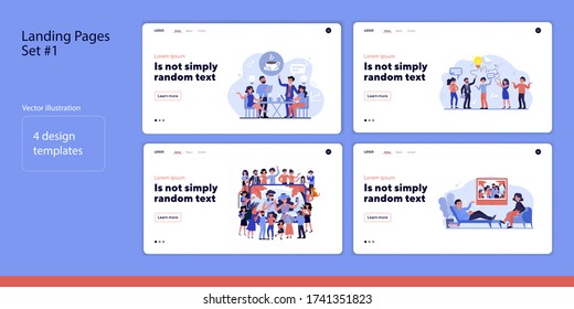 Set of people daily routine. Flat vector illustrations of men and women solving problem, drinking coffee. Memory and cooperation concept for banner, website design or landing web page