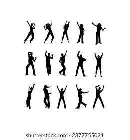 set of people dancing logo vector icon