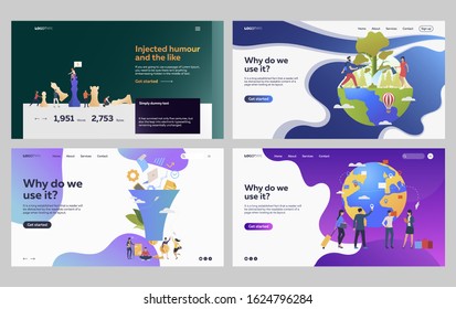 Set of people developing environmental project. Flat vector illustrations of managers going on business trip. Ecology, international business concept for banner, website design or landing web page