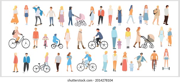 Set of people of different ages on a white background. Modern men and women.