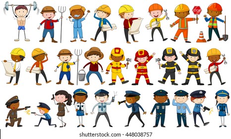 Set of people in different occupations illustration