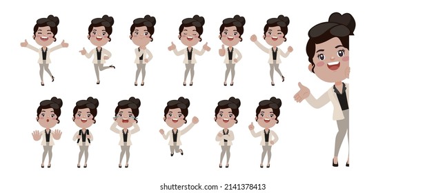 Set of people with different poses