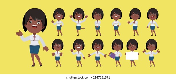 Set of people with different poses