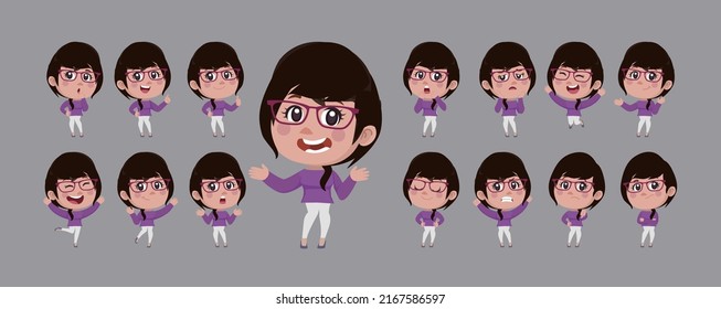 Set of people with different poses