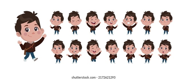 Set of people with different poses