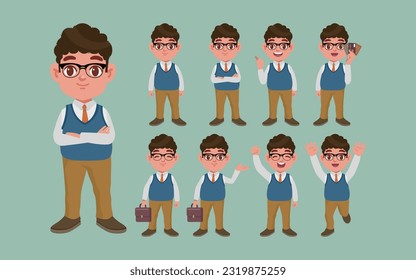 Set of people with different poses