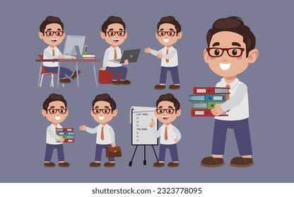 Set of people with different poses