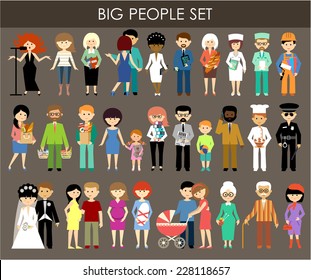 Set of people of different professions and ages. vector