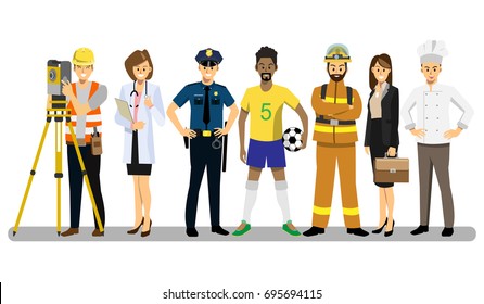 Set of people of different professions, career characters design, Labor Day, cartoon flat-style vector illustration.