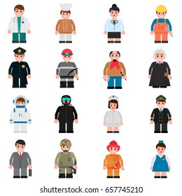 Set of people of different professions color flat icons for web and mobile design