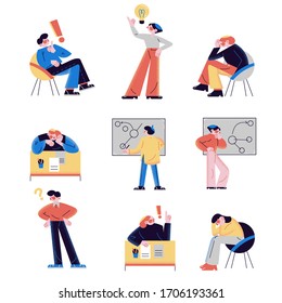 Set of people of different professions having great ideas vector illustration