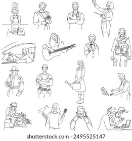 Set of people with different professions. Isolated illustration.