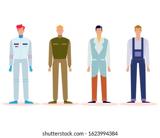 
Set of people of different professions on a white background.