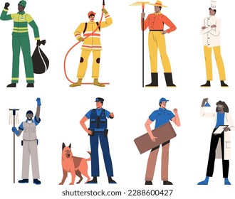 Set of people in different professions. Vector illustration in flat style.