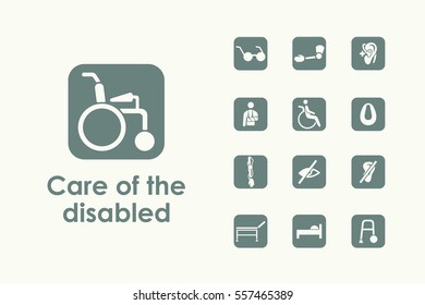 Set of people with disabilities simple icons