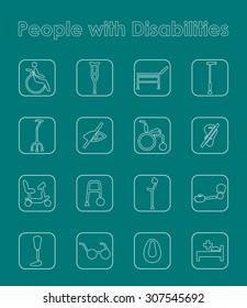 It is a set of people with disabilities simple web icons