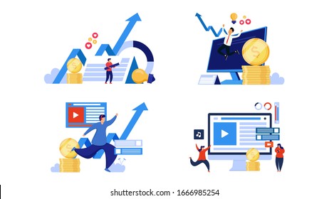 Set of people do business concept illustration. Element design with finance or business concept for website development or social media advertising.