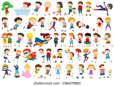 Set of people doing activites illustration