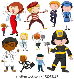 Set People Doing Different Jobs Illustration Stock Vector (Royalty Free ...