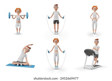 Conjunto de personas haciendo ejercicios populares. Iconos vectoriales para diferentes tipos de entrenamiento