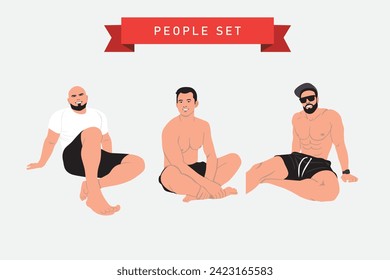 Un grupo de personas relajándose. Ilustración vectorial en un estilo plano.