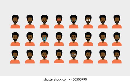 Set of people emoticon vector isolated on white background. Emoji vector. Smile icon collection. Emoticon icon web. Simple flat cartoon style. Faces avatars. 