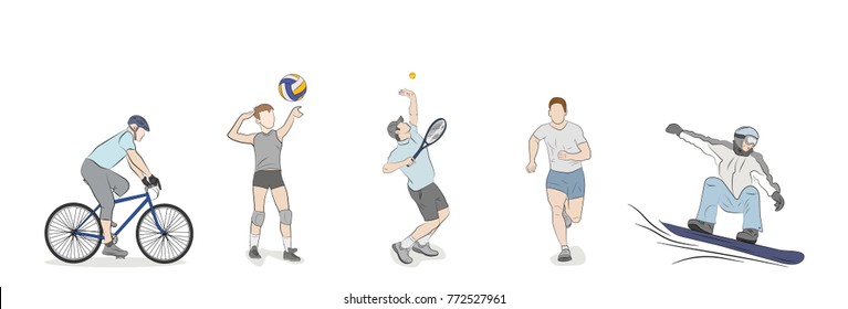 a set of people are engaged in different kinds of sports. vector illustration.