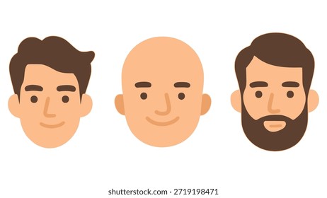 Conjunto de personas Cara de dibujos animados de color plano Ilustración vectorial Plantilla Diseño