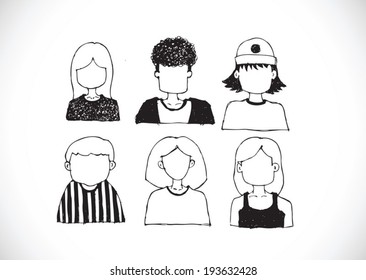 set of people face icons 