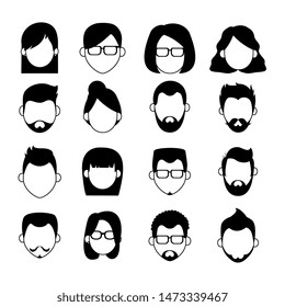 Set of people faceless characters icons ,vector illustration.