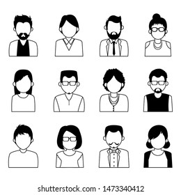 Set of people faceless characters icons ,vector illustration.