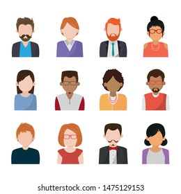 Set of people faceless characters icons ,vector illustration.