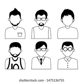 Set of people faceless characters icons ,vector illustration.