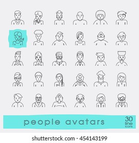 Set of people faces avatars. Collection of avatars related to various types of  people. 