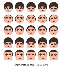 set of people faces icons