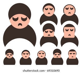 set of people faces icons