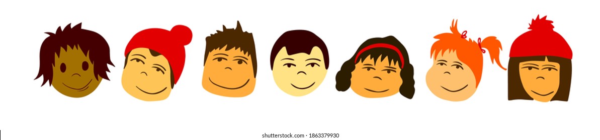 Set of People Faces. Vector illustration