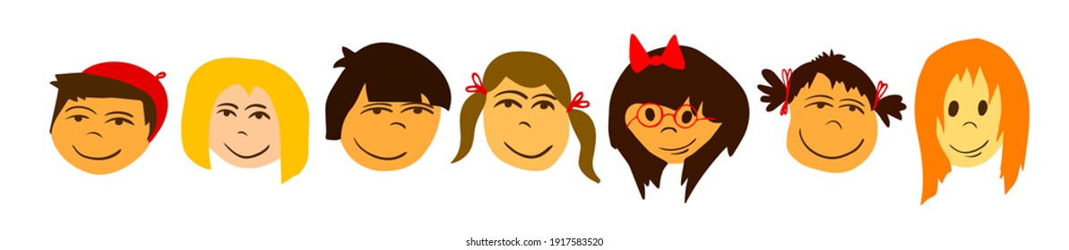 Set of People Faces. Vector illustration