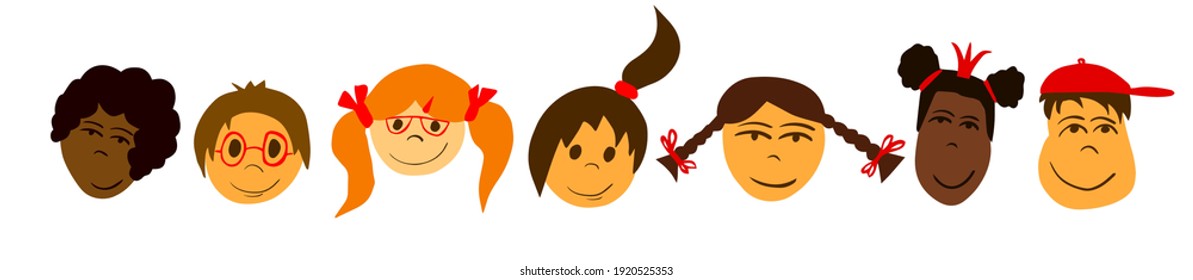 Set of People Faces. Vector illustration