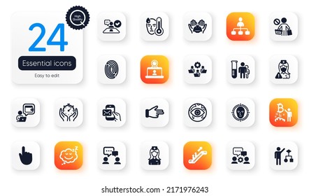 Set Of People Flat Icons. Cyber Attack, Timer And Video Conference Elements For Web Application. Wallet, Messenger Mail, Job Interview Icons. Sleep, Hand Click, Builders Union Elements. Vector