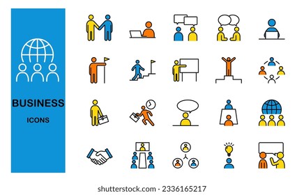 Set of people flat line icons, vector illustration
