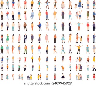 set of people in flat style, vector