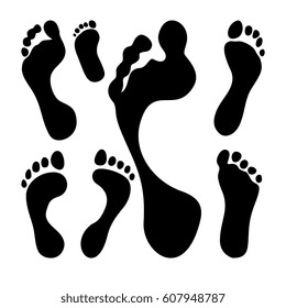 set of people footprint silhouette vector illustration