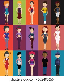Set of people with full body 