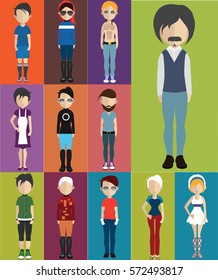 Set of people with full body 