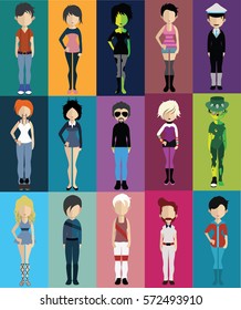 Set of people with full body 