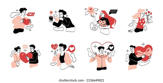 Set People Giving Sharing Love Men Stock Vector Royalty Free 2136649821 Shutterstock 7605