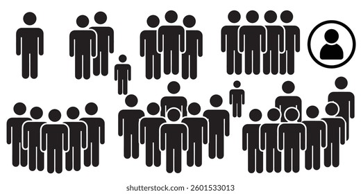 Set of People group icon set. Team people. User profile symbol. Group of people or group of users collection Vector illustration 