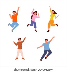 Set of people Happy celebrating win or goal achievement